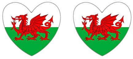 Set of 2 X Welsh Heart Temporary Tattoo Waterproof Lasts 1 week Wales dragon Flag rugby