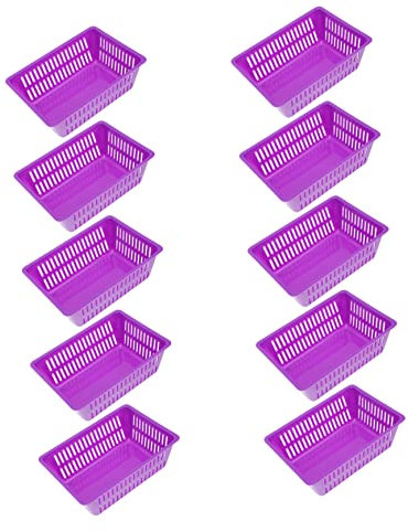 Cabilock 10Pcs Purple Plastic Coin Storage Baskets for Game Machine - Hollow Design Organizer Tray for Home, Hotel, Shop and Fruit Picking