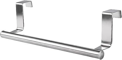 Toallero para colgar sobre la puerta, toallero para armario, cajón, armario, cocina y baño (1, plateado)