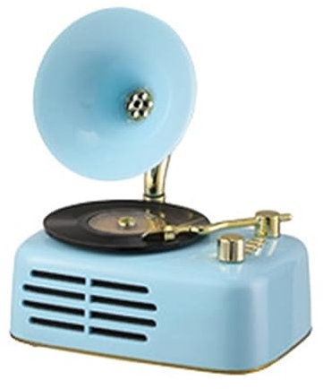 OSMARI Mini grammofono Decorazione Stereo Bluetooth Multifunzionale retrò, Radio FM, Riproduzione Bluetooth, Stereo a Due canali, Riproduzione USB,Blue