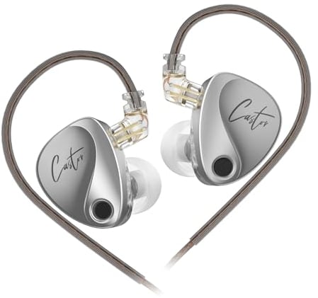KZ Castor In Ear Monitor, Dual-Dynamischer Treiber, kabelgebundene IEM-Ohrhörer, HiFi In Ear Kopfhörer, Klangabstimmung, geräuschisolierendes IEM, abnehmbares 2-poliges Kabel (Silber, kein Mikro)