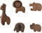 MOROBOR 5pcs Wild Animal Handles, Walnut Wood Lion Elephant Giraffe Hippopotamus Rhinoceros Shape Handles for Children's Room Decoration Cabinet Knobs