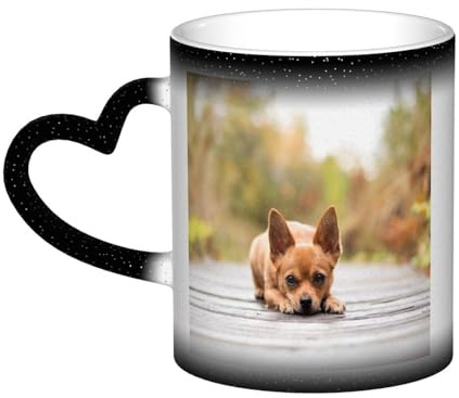 FUkker Tasse, tasse à café en céramique à couleur changeante, tasse à thé pour la cuisine, le restaurant, le bureau, chien Chihuahua de 330 ml