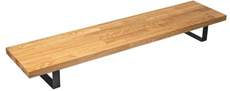 domli Oak Solid Wood Monitor Desk Stand Riser with Metal Legs | Large - 1050mm x 230mm x 27mm | Ergonomic Laptop Desk Printer Stand with Cable Management