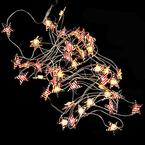 HOMSFOU 1 Satz Laternenpfahl 4. Juli Partyzubehör Us Flagge Usa Flagge Draht Flagge Der Vereinigten Staaten Lichterkette Mit Us-flagge Usa-flaggen Vereinigte Staaten Fernbedienung Plastik