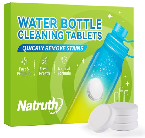 NATRUTH Water Bottle Cleaning Tablets 20Pack Bottle Clean Tablet Individually Packed for All Stainless Steel, Plastics and Glass Drinking Containers