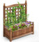 RELAX4LIFE Jardinière avec Treillis en Bois de Cèdre, Bac à Plante Rectangulaire avec Treillis pour Plantes Fleurs, Grande Jardinière d'Extérieur pour Jardin/Véranda/Cour/Balcon, Marron