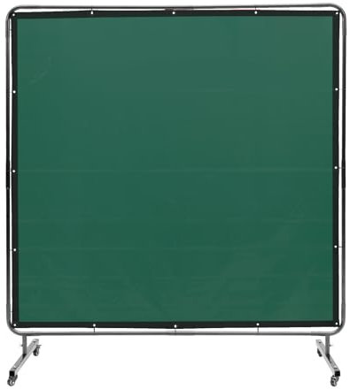 VEVOR Cortina de Soldadura con Marco, 1,8x1,8 m Pantalla de Protección de Soldadura de Vinilo Ignífugo con 4 Ruedas Giratorias 2 con Cerradura, Cortina Móvil Profesional para Taller, Industria, Verde