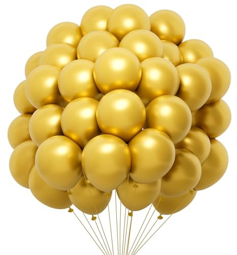 Luftballons Gold 100 Stück Goldene Luftballons Christmas Ballon Girlande Kit, Luftballons Metallic Helium Luftballons FürPartydeko Gold Luftballons Geburtstag Gold Girlande Hochzeit Deko