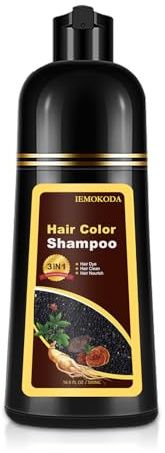 Yocisku Champú de tinte para el cabello castaño claro, fórmula 3 en 1 segura y natural para hombres y mujeres, 16,9 Floz, para cabello gris