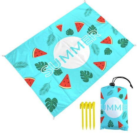 FANSU Strandmatte Outdoor, Sommer Strand Picknickdecke Wasserdicht Picknickdecke Wasserdicht Picknickdecke Stranddecke, Waschbare Stranddecke für Wandern Strand Reisen Pic (140x200cm,Wassermelone)