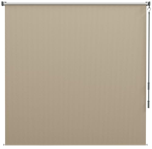 Outsunny Senkrechtmarkise Balkonrollo, 183 x 185 cm Außenrollo, Verdunkelungsrollo mit Handkurbel, Sichtschutz für Pavillon, Garten, Beige