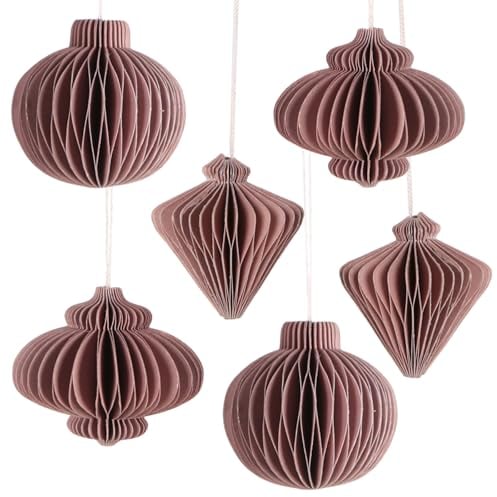 Logbuch-Verlag 6 Weihnachtsbaumanhänger Altrosa Baumschmuck aus Papier Weihnachten Deko Papierkugeln zum Aufhängen 4 cm rosa