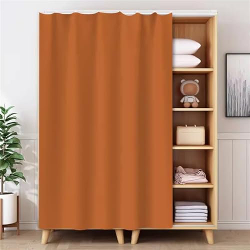 BESTORI Schrankvorhänge für Küche Selbstklebend Waschbar Staubdichter Vorhang Privatsphäre Gardine für Kleiderschrank, Regale, Badezimmer, Orange 02, 100cm x 180cm