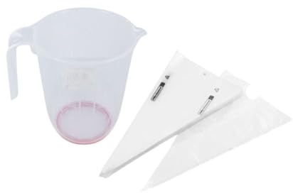 Fm Professional 9936450 100 Stück professionelle Einwegspritzbeutel und Messbecher aus Kunststoff, professioneller Spritzbeutel, Messbecher 1 l mit Ausgießer, Kunststoff, 50 x 28 cm