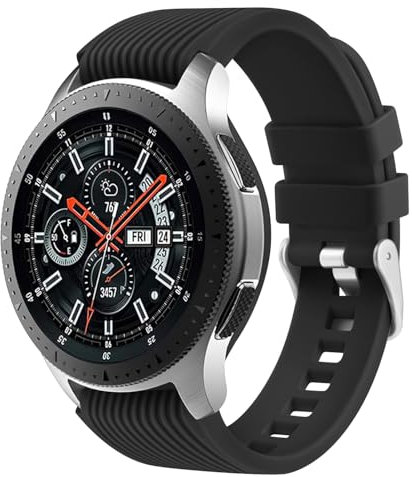 Mugust Armband für Samsung Galaxy Watch 3 45mm/Galaxy Watch 46mm/Huawei GT 2 46mm Armband für Damen und Herren, Verstellbarer Silikon Sport Ersatzarmband für Samsung Gear S3 Frontier (Schwarz)