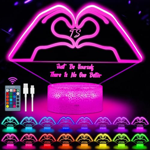 ONXE Heart Hands 3D Night Light, 16 Color Changing LED Lamp