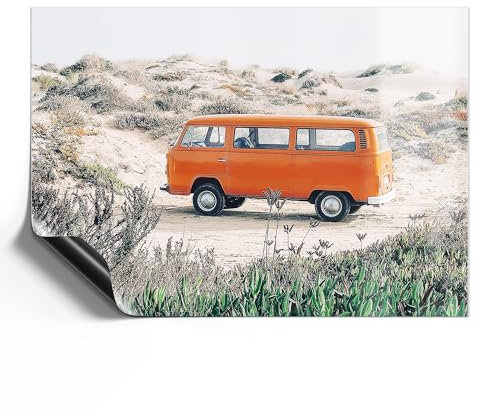 DEQORI Magnetfolie universal 42x30 cm (A3) | Motiv Küstenabenteuer im VW | Magnet Magnetmatte Kühlschrank | magnetisch beschreibbar Wochenplaner & Haushaltsplaner | Magnet-Schild Einkaufsliste