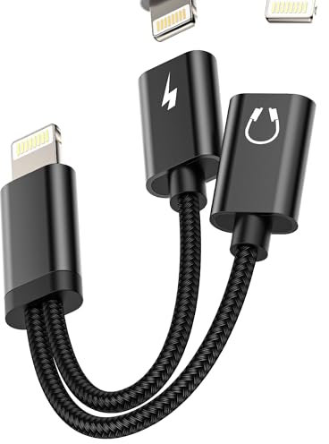 Adattatore per Lightning Doppio Jack Cuffie Caricatore(2 in 1)per iPhone14 13 12 ProMax Aux Audio Cavo per Apple MFi Certified Auricolari Ricarica Sdoppiatore per iPad headphone Accessori Dual Dongle