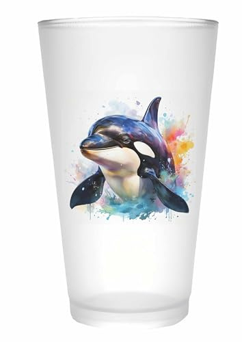 Merchandise for Fans Trinkglas |Saftglas | Glas | Becher | matt | 450ml - Meerestier Orca Killerwal 129