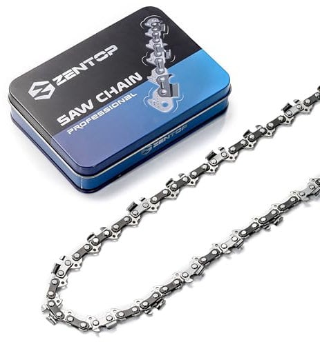 ZENTOP Hartmetall-Kettensägekette, 35,6 cm, 109,2 cm Stärke, 3/8 Zoll LP-Teilung, 52 Treibglieder, Vollmeißel, geringer Rückschlag, passend für Milwaukee, Ryobi und mehr - R52 (1 Kette)