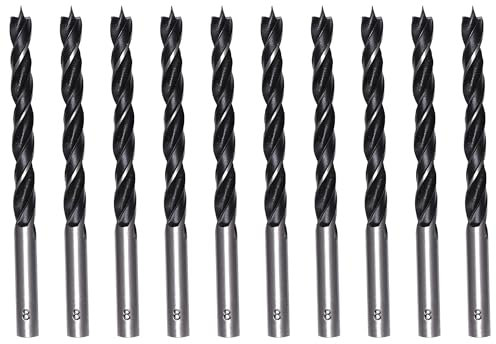 Foyscr 10 Piece 8mm Brad Point Wood Drill Bits, Professional Carbon Steel, Clean Efficient Drilling