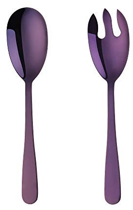Ensemble de couverts à salade en acier inoxydable de 30,5 cm avec cuillère à salade et fourchette, ustensiles de cuisine pour cuisine, simples et classiques, passent au lave-vaisselle (violet)