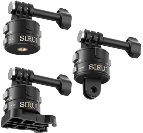 SIRUI Magnetic Quick Release Tripod Mount for Action Camera, 90°Rotatable Mount for Hero, for DJI, for Insta360 with Fixed Finger Mount, 1/4 Threaded Mount, Helmet Head Mount Base, AM-AC01