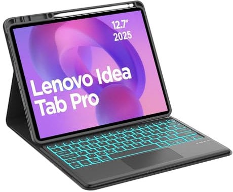 Occtingkind, Tastatur für Idea Tab Pro, Hülle mit Tastatur für Lenovo Idea Tab Pro 2025 12,7 Zoll, Magnetische Abnehmbar Bluetooth Keyboard, QWERTZ Layout, USB C, Schwarz