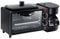 3-in-1 Breakfast Station with Coffee Maker, Toaster Oven & Frying Pan, Multifunctional Mini Oven with Timer and Temperature Control, for Home Kitchen