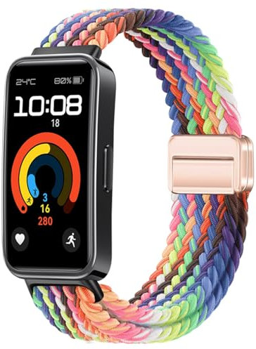 Issinlky cinturino nylon intrecciato per Huawei band 8/9/10, cinturino elastico per Huawei band 8/9/10 Smart Watch