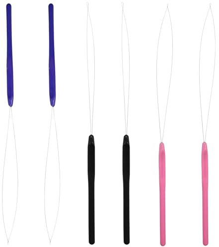 6Pcs Hair Extension Loop Threader, Bead Threader, Precise Threading | Nano Beads Fine Metal Material, Hair Extension Threader, for Hairs Extensions or Feather Hairs Extensions