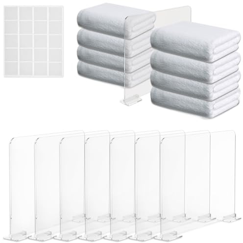 8 Stück Acryl-regaltrenner Transparent 28x22cm, Regaltrenner Kleiderschrank mit Selbstklebendem Clip, Regalteiler Einstellbarer, für Büro Schlafzimmer Bücherregal (Stil 2)