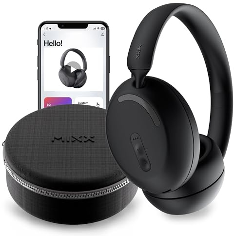 Mixx StreamQ D2 Wireless Over-Ear Headphones – 40-Hour Battery Life, Quick Charge, Hands-Free Calling, Foldable Design, Plush Ear Cushions, Voice Assistant Compatible, Control App, 3.5mm Cable In