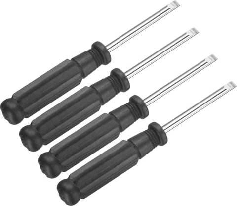 sourcing map 4pcs Mini Slotted Screwdriver 4.0mm 108mm Length Micro Precision Flat Head Screw Driver with Non-Slip Black Handle for Watch Eyeglasses Electronics Small Appliances Repair