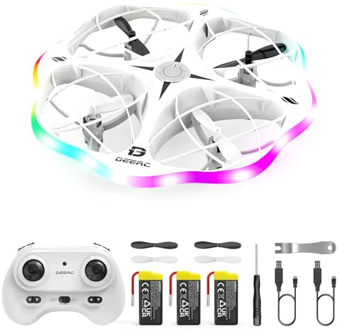 DEERC D13 Mini-Drohne für Kinder mit Hinderniserkennung, 6 LED-Lichtmodi, kleines UFO-Spielzeug, 3 Akkus für längere Flugzeit, Wurfstart, 3D-Flips, Geschenk für Jungen und Mädchen von 6–12 Jahren
