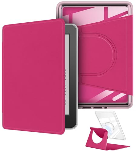 Custodia girevole a 360 gradi per Kindle Colorsoft da 7 (1a generazione-2024), design magnetico rimovibile, custodia protettiva regolabile con supporto posteriore trasparente con accensione e