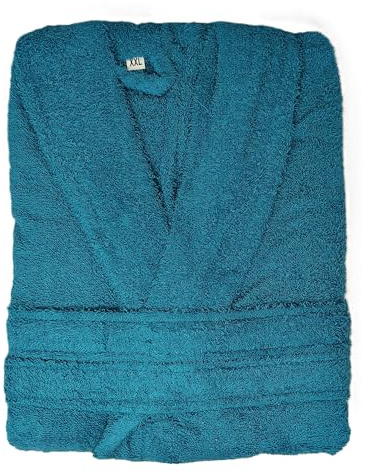 Kimbatex Albornoz 100% Algodón Rizo Americano 420g Unisex con Cinturón y 2 Bolsillos, Disponible en 10 Colores y Tallas M, L, XL, XXL. (FR/ES, Letras, L, Regular, Regular, Aqua)