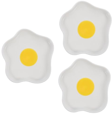 DOITOOL 3 Stück Keramik Servierplatte Unregelmäßige Form Cartoon Spiegelei Design Dessertteller Frühstücksteller Multifunktional Für Zuhause Restaurant Verwendung