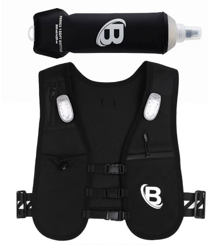 Blend & Bloom Running Vest for Women Men, Hydration Vest with Water Bottles, Running Backpack with Phone Holder &Storage, Reflective LED Lightweight Vest