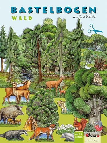 Wald basteln aus Papier Bastelbogen Bäume & Tiere Ausschneidebogen: Bastelset Waldtiere für Kinder in der Grundschule Lehrmittel Wald