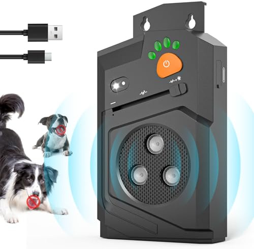 Honey Paws Antibell für Hunde, Antibell Ultraschall Gerät Hunde, Anti Bell Gerät Hunde mit 3 Modi, 15m Reichweite, Automatischer Anti Bellen Funktion Ultraschall Hundebell Stopper für Innen Außen