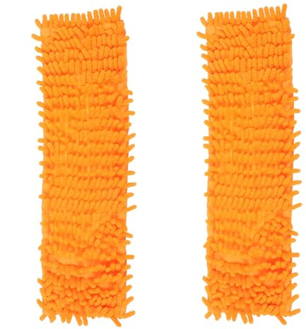 EXQUIMEUBLE 2pcs Serpillères de Remplacement en Chenille Orange pour Balai à Serpillère, Absorbantes et Douces, pour Nettoyage de Sols la Maison