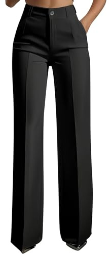 Anzughose Damen High Waist Weite Hose Casual Marlenehose Elegant Stoffhose Sommer Elegante Hosen mit Taschen Freizeithose Leichte Sommerhose Weite Bein Plissee Hose Lässige Damenhose Mode Büro Outfit