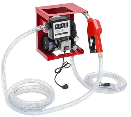 550W 60L/Min Dieselpumpe Diesel Heizöl Pumpe Elektrische Kraftstoffpumpe Mit Zählwerk und Ölpistole,mobile Ölpumpe Set mit 2m+4m Schläuchen,Tragbare Heizölpumpe Ölabsaugpumpe für Diesel (automatisch)