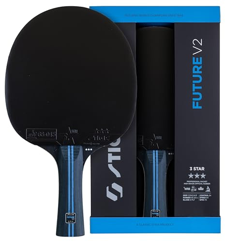 STIGA Future V2 Pala de Tenis de Mesa 3 Estrellas – Raqueta Ofensiva con Tecnología WRB, Madera 5 Capas, Mango Cóncavo, Goma ITTF Star 3, Esponja 2.0 mm