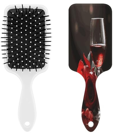 Peigne de massage pour verre à vin et bougie rouge pour homme et femme, brosse à cheveux pour cheveux longs, courts, fins, bouclés, raides ou ondulés, peigne à coussin d'air avec poignée, cadeau pour