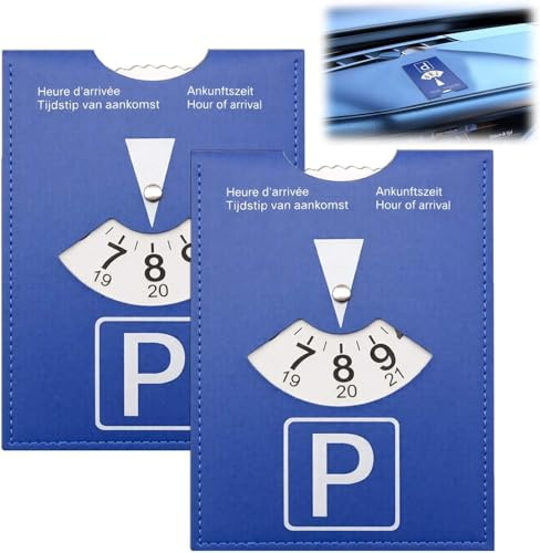 WWWL Parkscheibe Drehscheibe blau PU 2er-Set Parkuhr Auto | Parkscheibe mit Drehscheibe, blau/weiß, aus PU. Hoher Kontrast, lesbar bei Sonne. Für blaue Parkzone & Kurzparken. 2 Stück.
