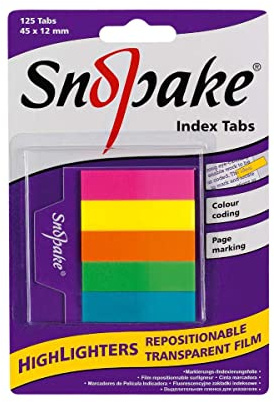 Snopake highlighters strips sticky repositionable index tabs