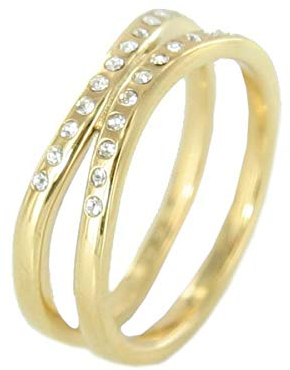Skagen Designs UK Charlotte Damen-Ring Edelstahl gelb vergoldet Ip JRSG027S Creolen mit Kristallen